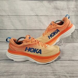 Hoka Bondi 8 Men's Size 11 D Running Shoes Orange Blue Gradient Cushion Sneakers